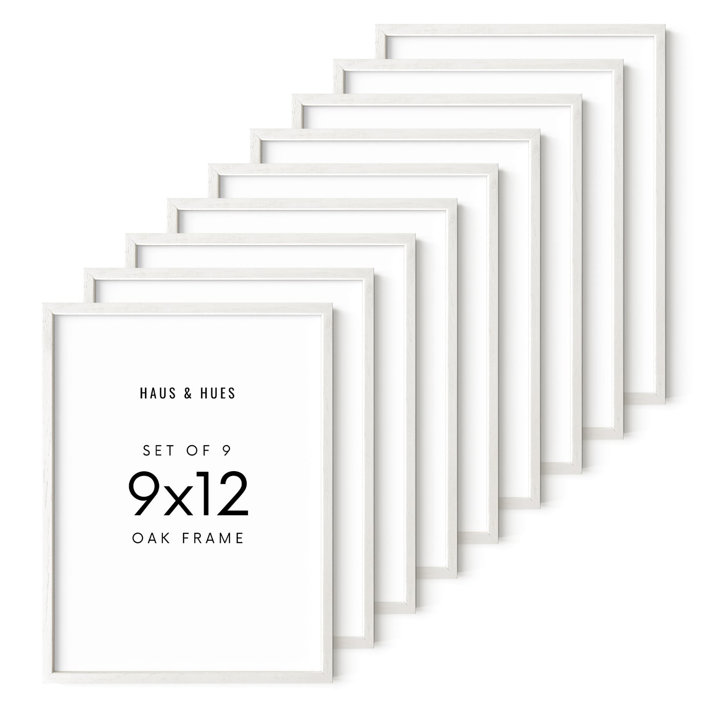 Haus and Hues Set of 9 Oak Wood Single Picture Frame with Plexiglass Cover