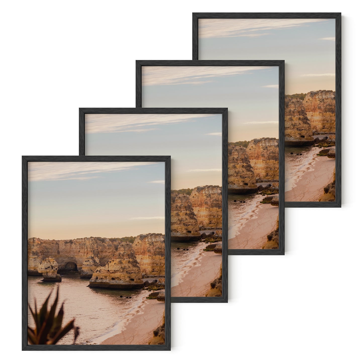 Haus and Hues Set of 4 Oak Wood Single Picture Frame with Plexiglass Cover