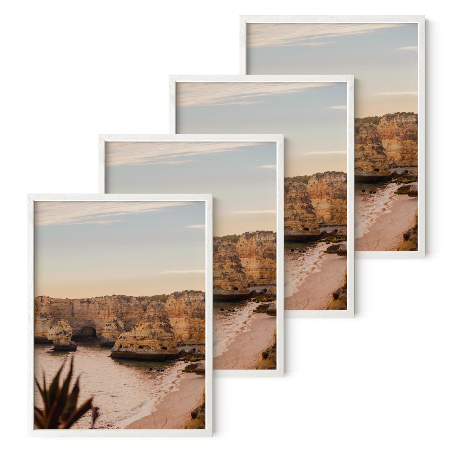 Haus and Hues Set of 4 Oak Wood Single Picture Frame with Plexiglass Cover