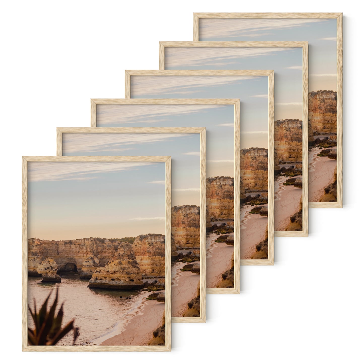 Haus and Hues Set of 6 Oak Wood Single Picture Frame with Plexiglass Cover