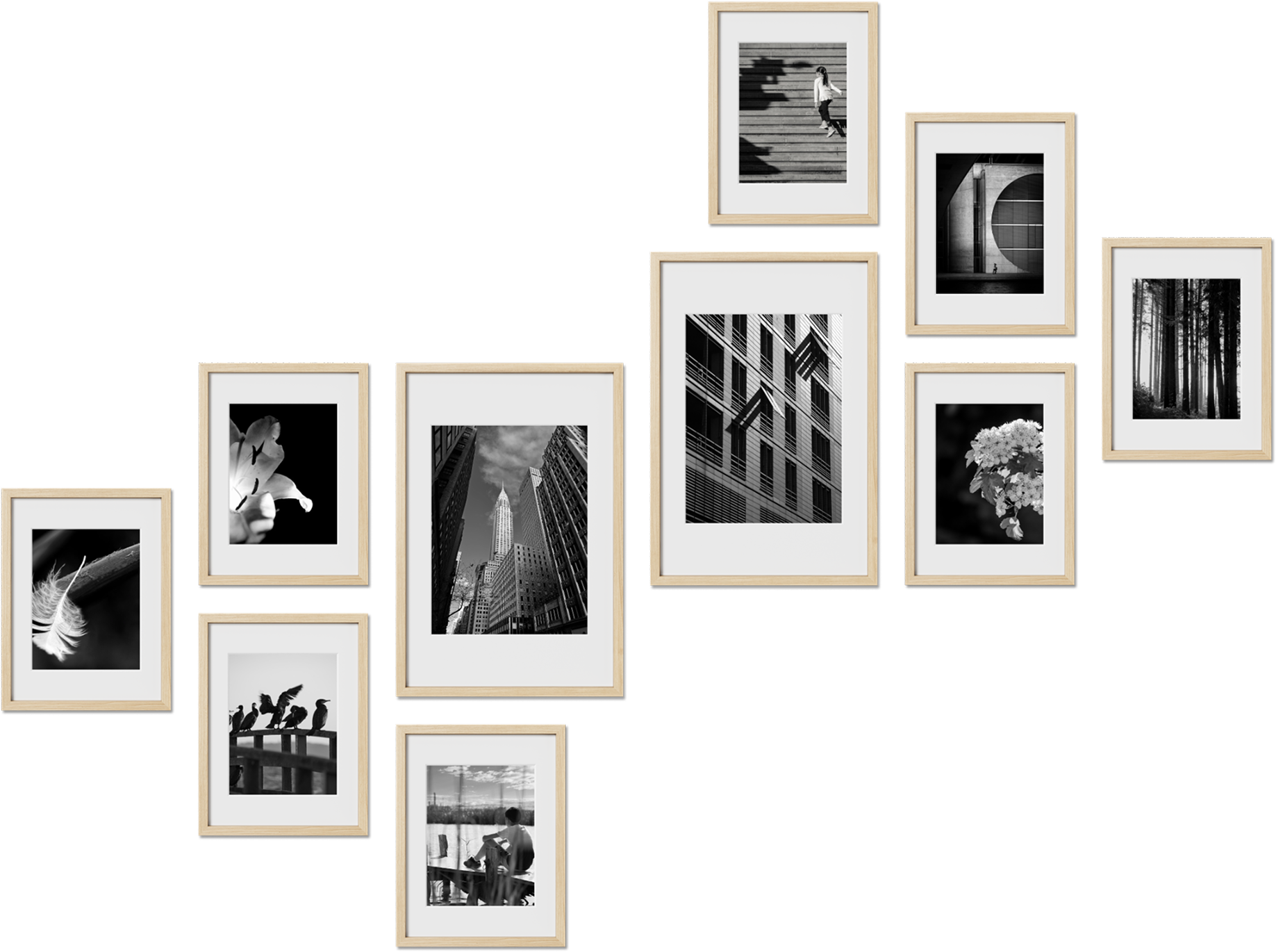 Marlow oak frames featuring 11x17, 20x30, 5x7, 12x12 frames, perfect for home gallery, offering premium quality.