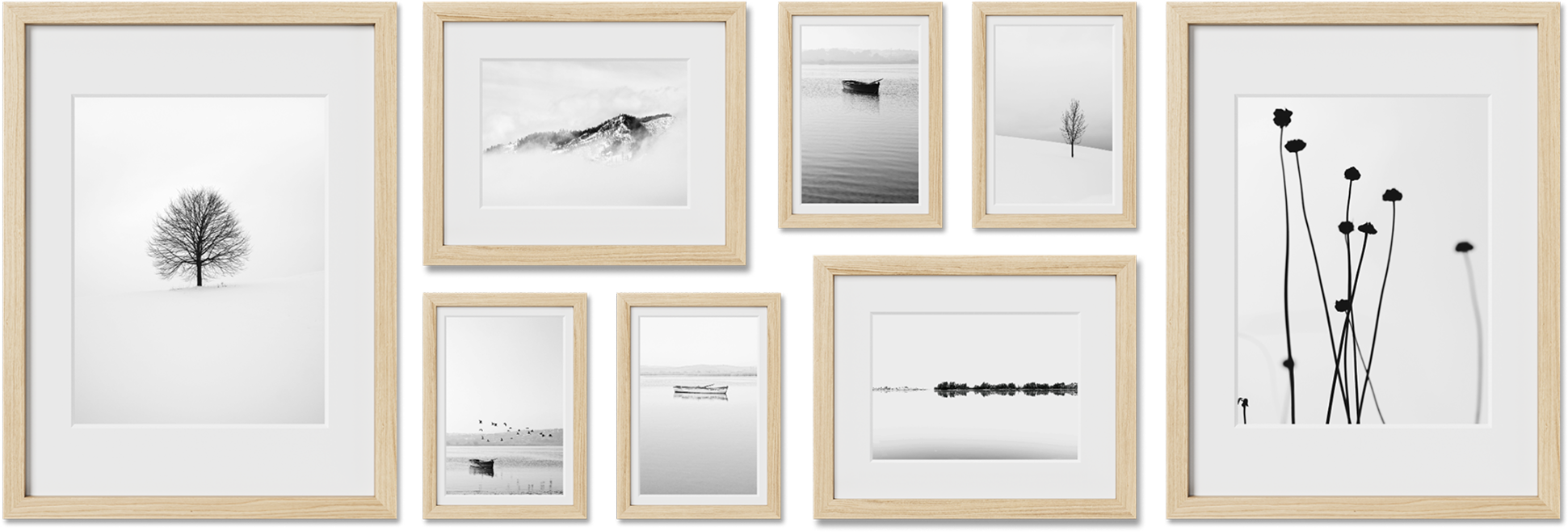 Mayfair oak frames featuring 9x12, 8x10, 12x16, 24x36 frames, perfect for home gallery, offering versatile sizing.