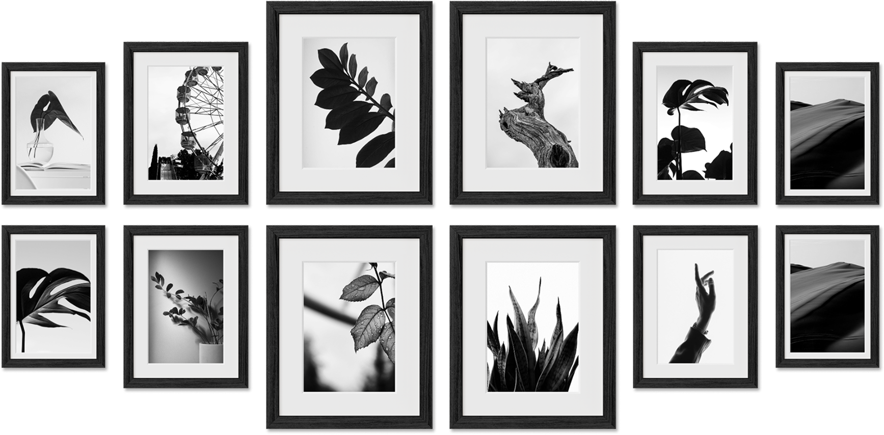 Richmond poster frames featuring 20x30, 12x16, 10x10, 5x7 frames, perfect for family photos, offering easy setup.