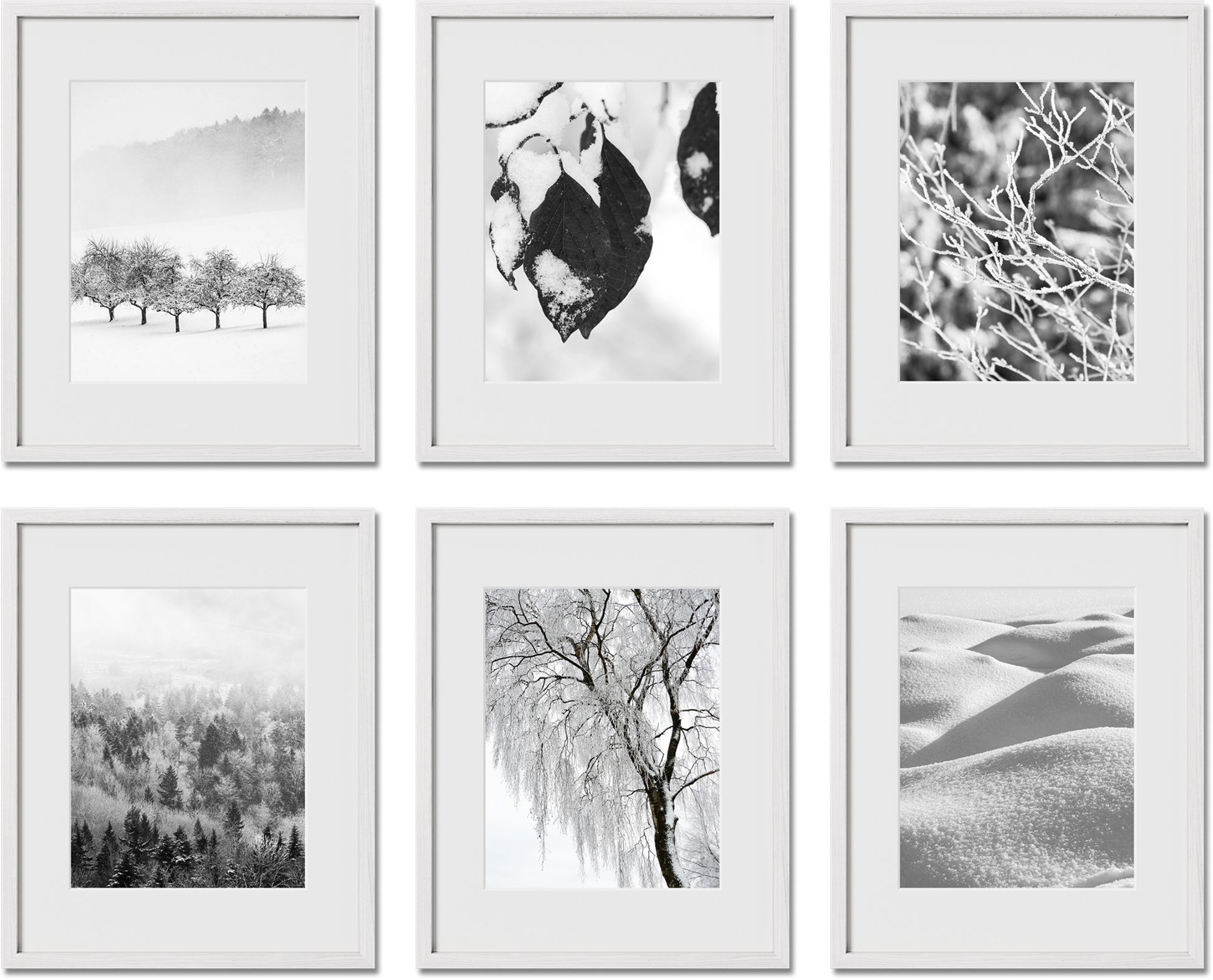 Set of 6 frame bundle featuring 18x24, 20x30, 12x18, 6x8 frames, perfect for art prints, offering minimalist style.