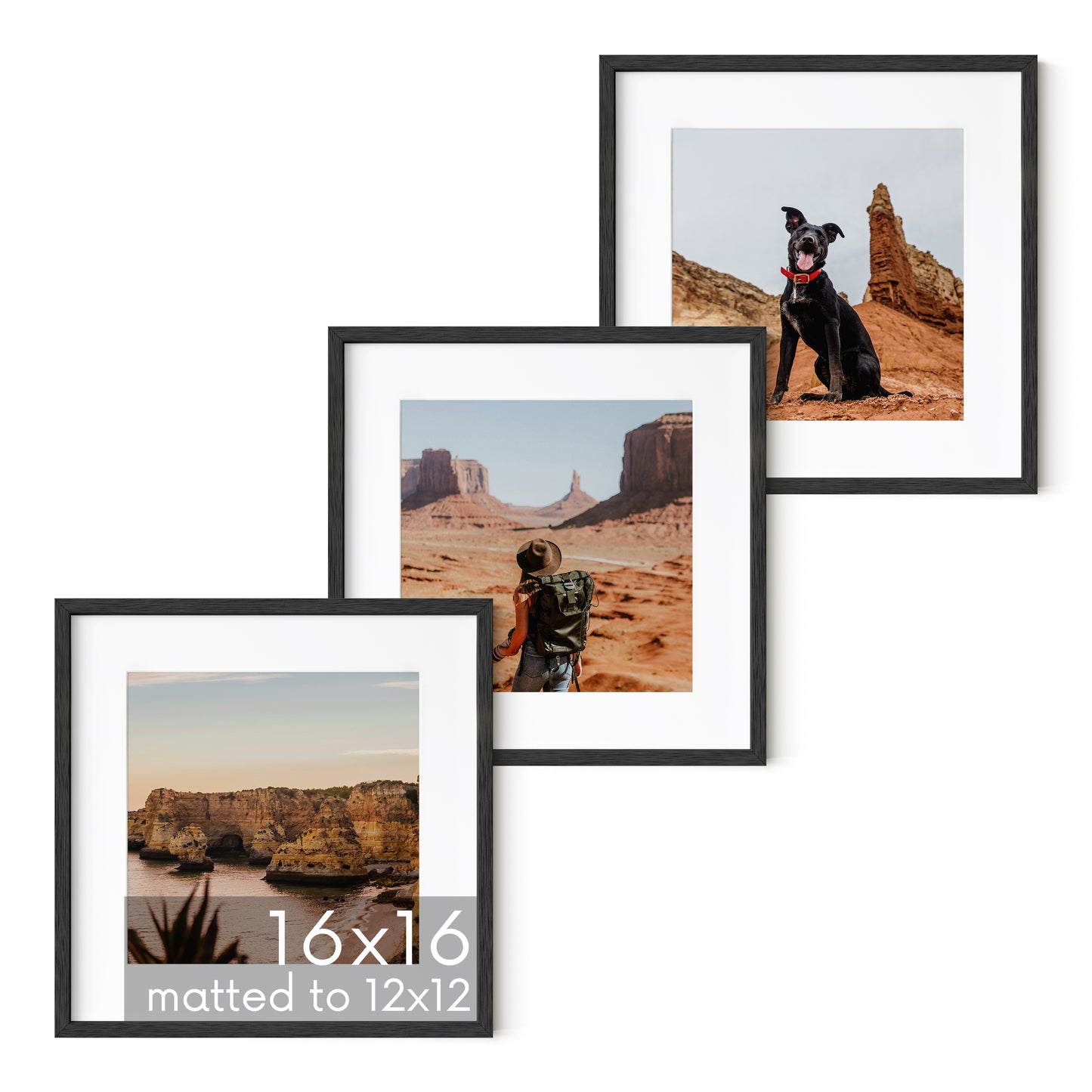 Haus and Hues Set of 3 Oak Wood Single Picture Frame with Plexiglass Cover