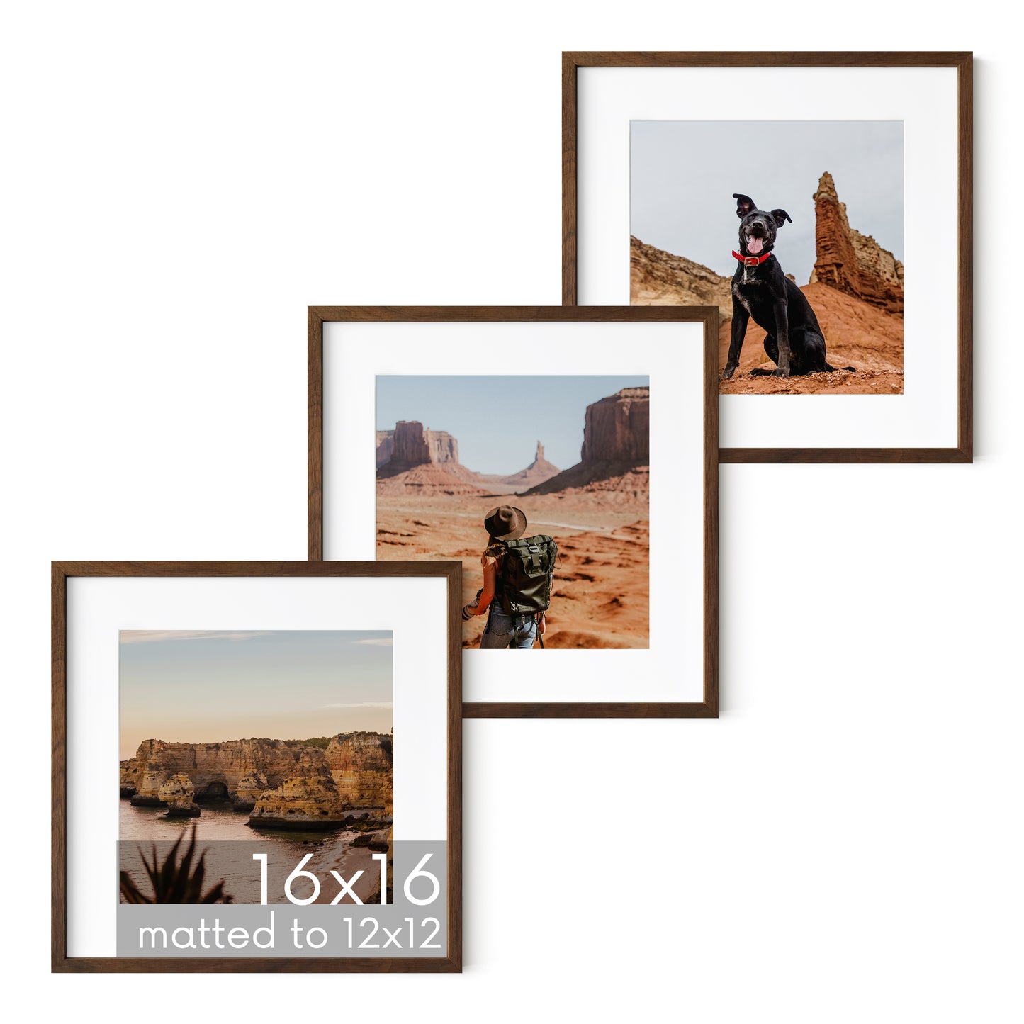 Haus and Hues Set of 3 Oak Wood Single Picture Frame with Plexiglass Cover