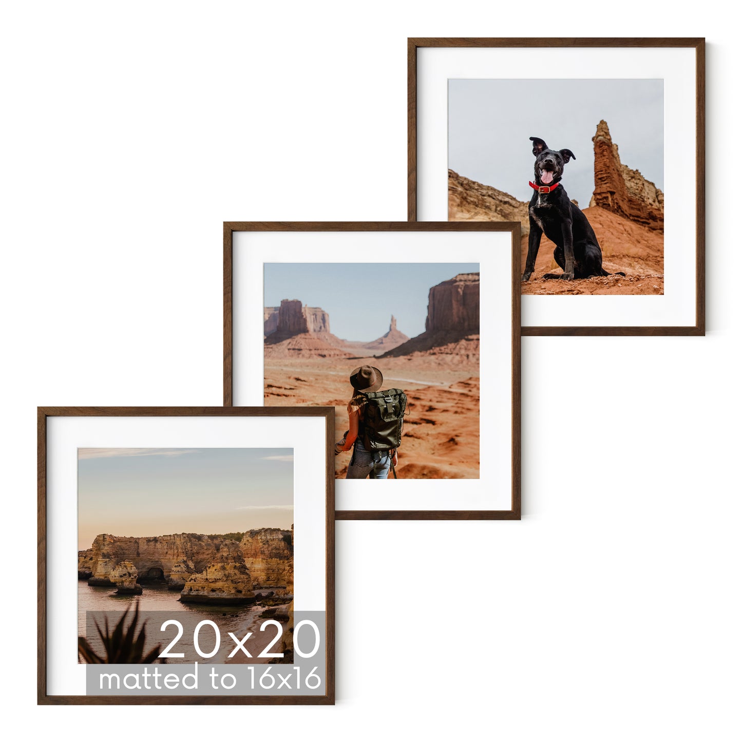 Haus and Hues Set of 3 Oak Wood Single Picture Frame with Plexiglass Cover