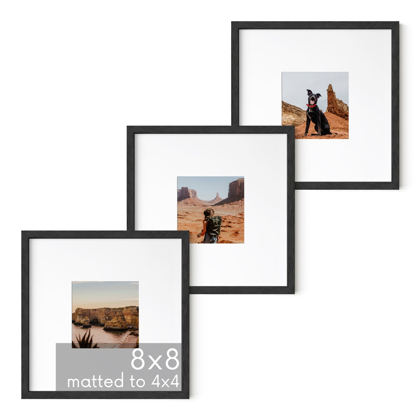 Haus and Hues Set of 3 Oak Wood Single Picture Frame with Plexiglass Cover