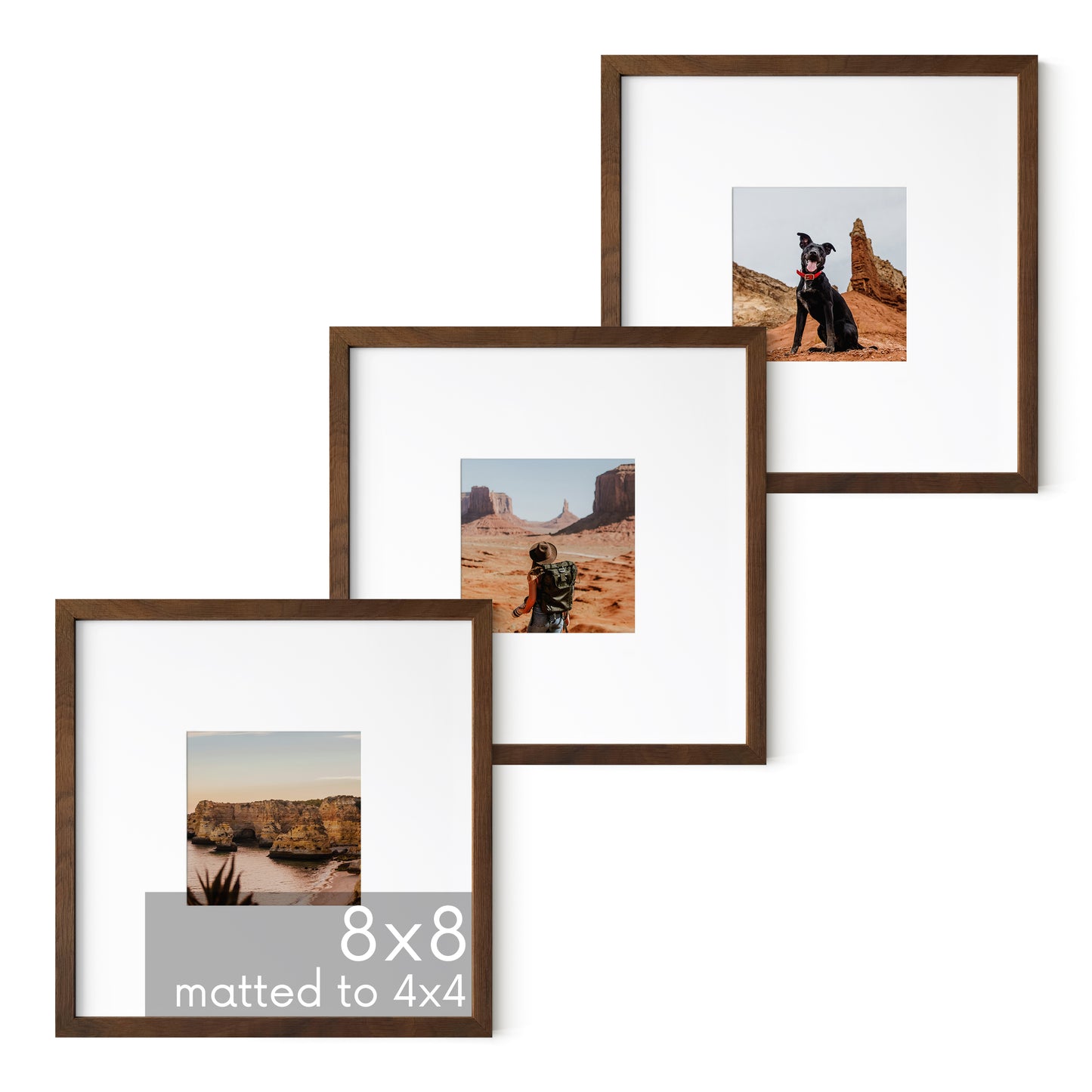 Haus and Hues Set of 3 Oak Wood Single Picture Frame with Plexiglass Cover
