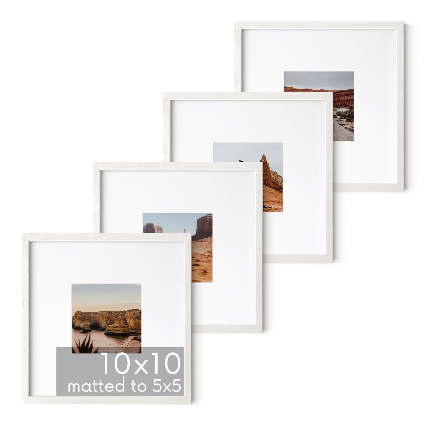 Haus and Hues Set of 4 Oak Wood Single Picture Frame with Plexiglass Cover