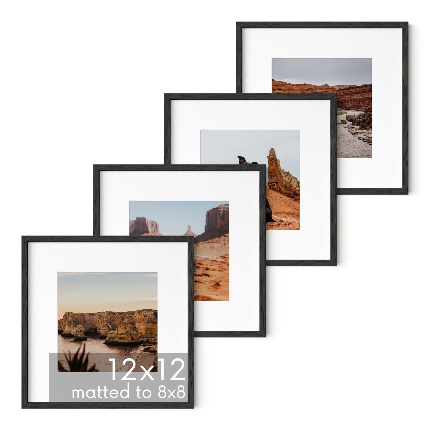Haus and Hues Set of 4 Oak Wood Single Picture Frame with Plexiglass Cover