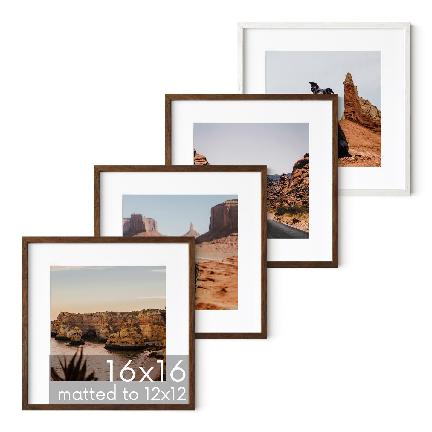 Haus and Hues Set of 4 Oak Wood Single Picture Frame with Plexiglass Cover