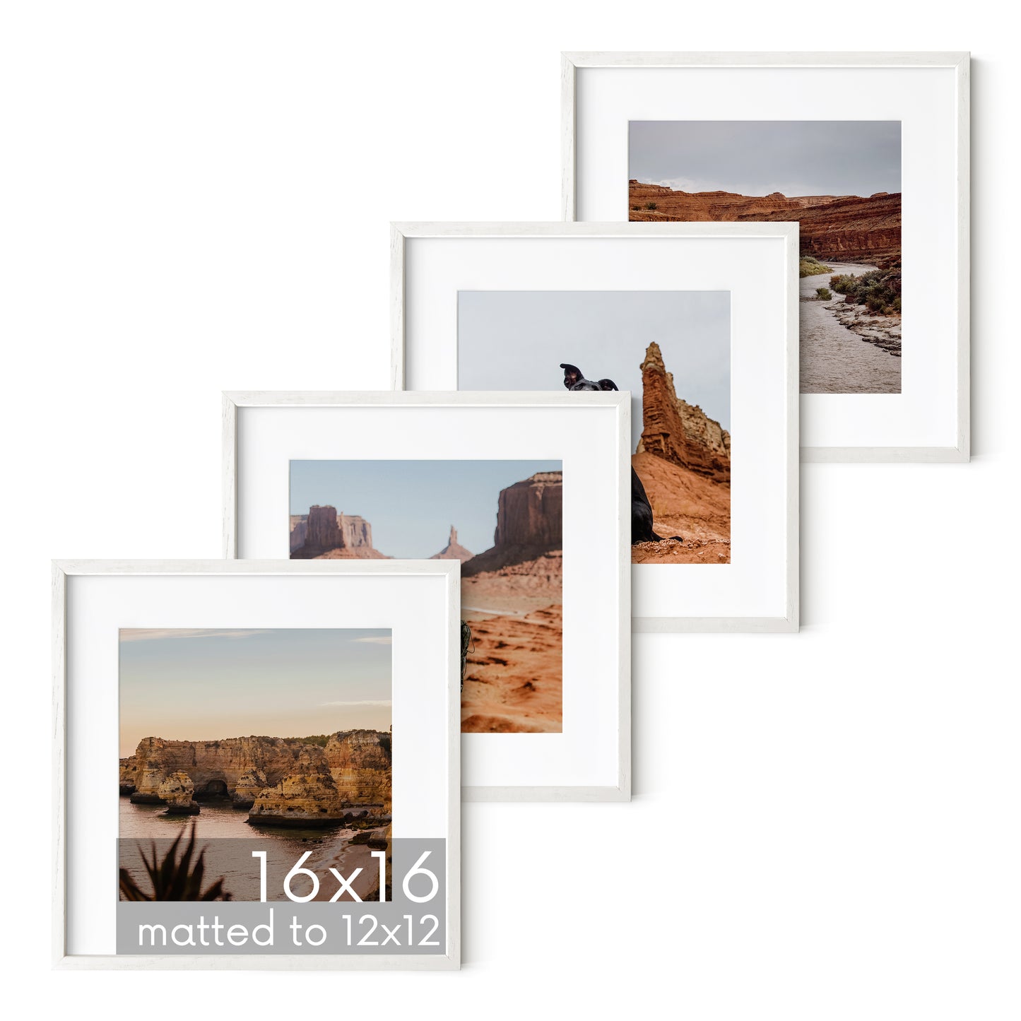 Haus and Hues Set of 4 Oak Wood Single Picture Frame with Plexiglass Cover