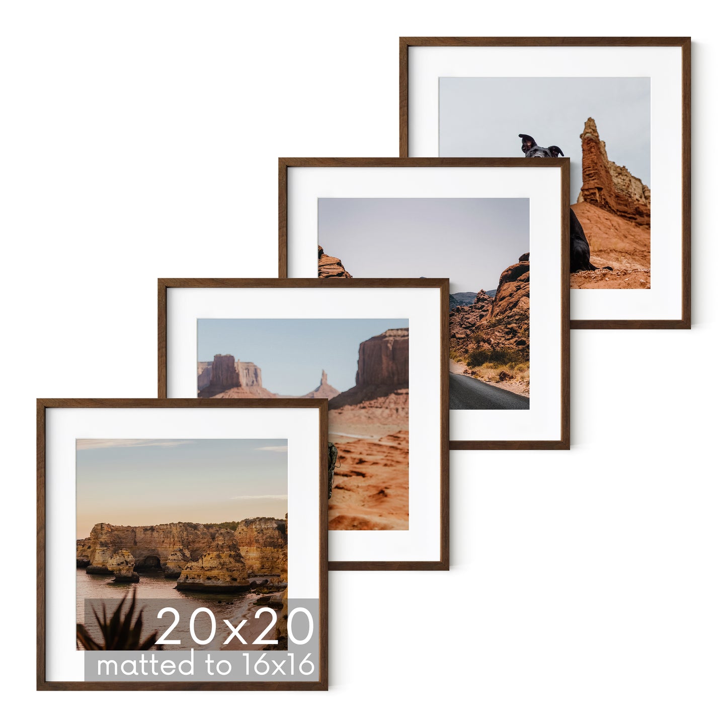 Haus and Hues Set of 4 Oak Wood Single Picture Frame with Plexiglass Cover