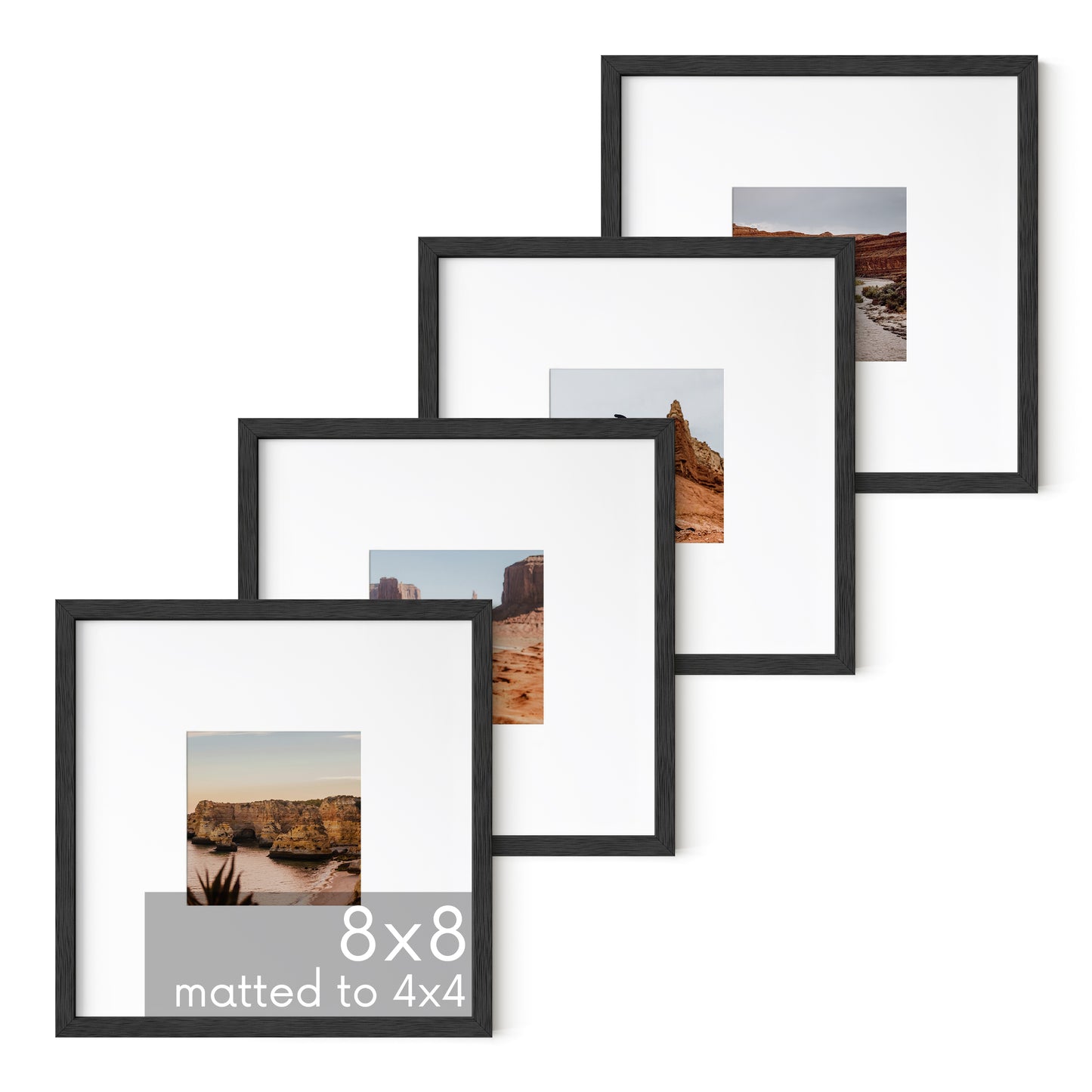 Haus and Hues Set of 4 Oak Wood Single Picture Frame with Plexiglass Cover