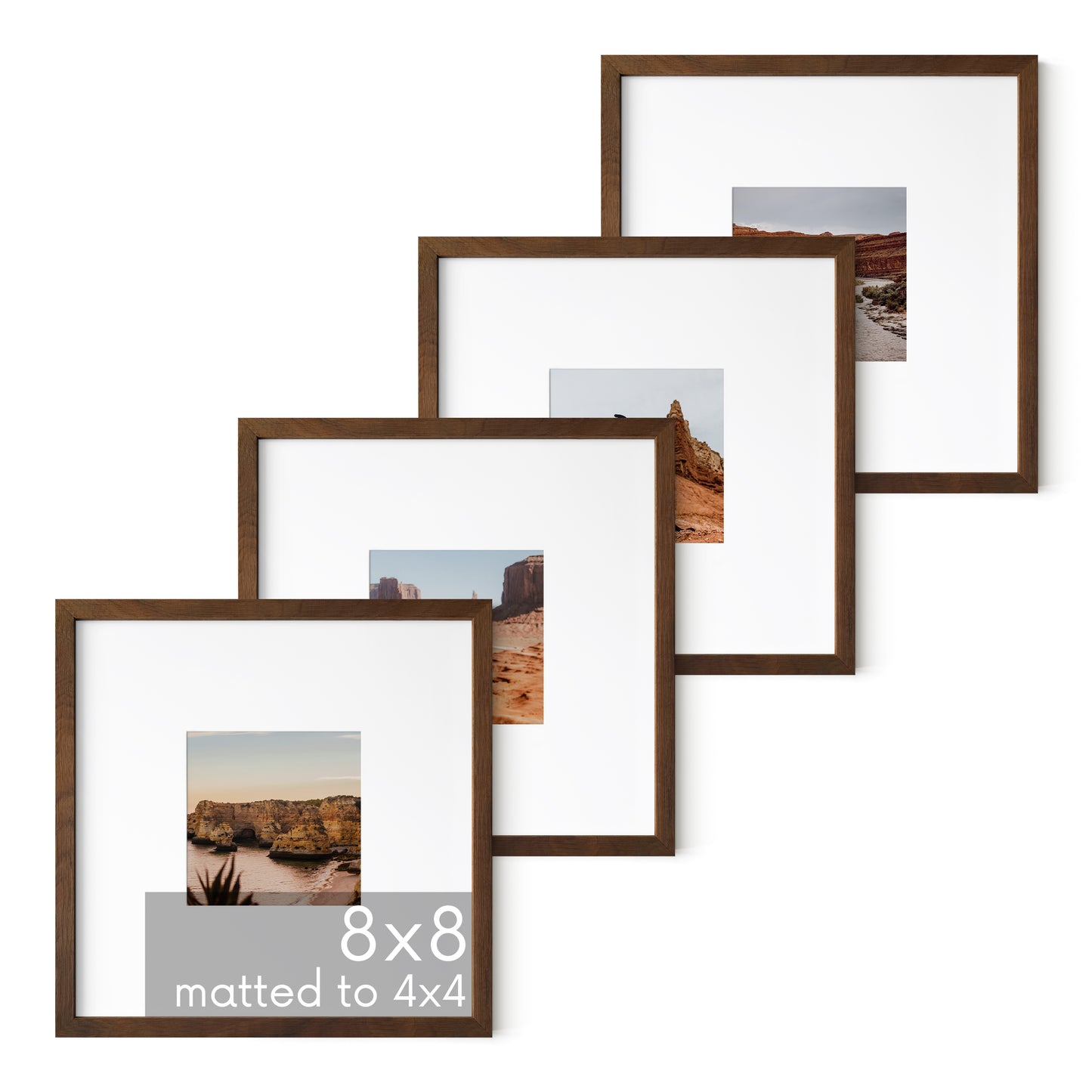 Haus and Hues Set of 4 Oak Wood Single Picture Frame with Plexiglass Cover