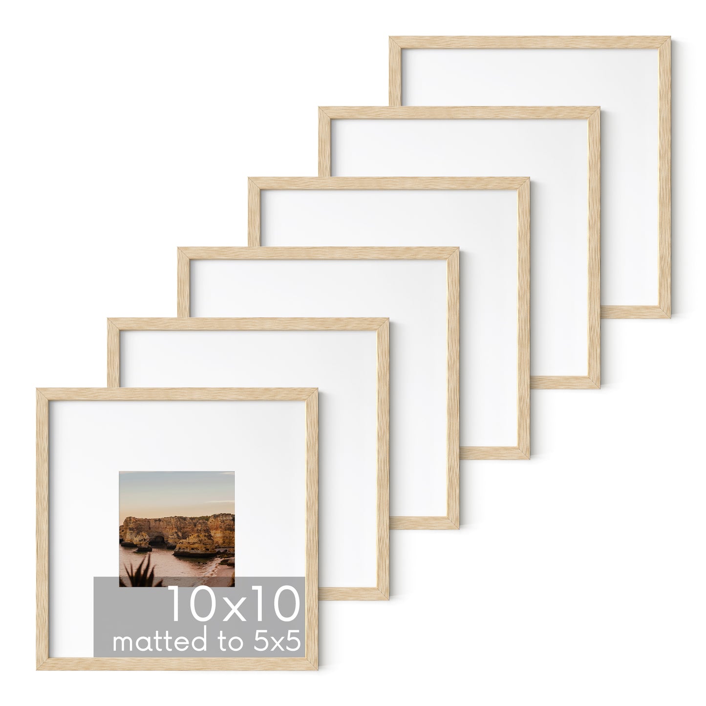 Haus and Hues Set of 6 Oak Wood Single Picture Frame with Plexiglass Cover