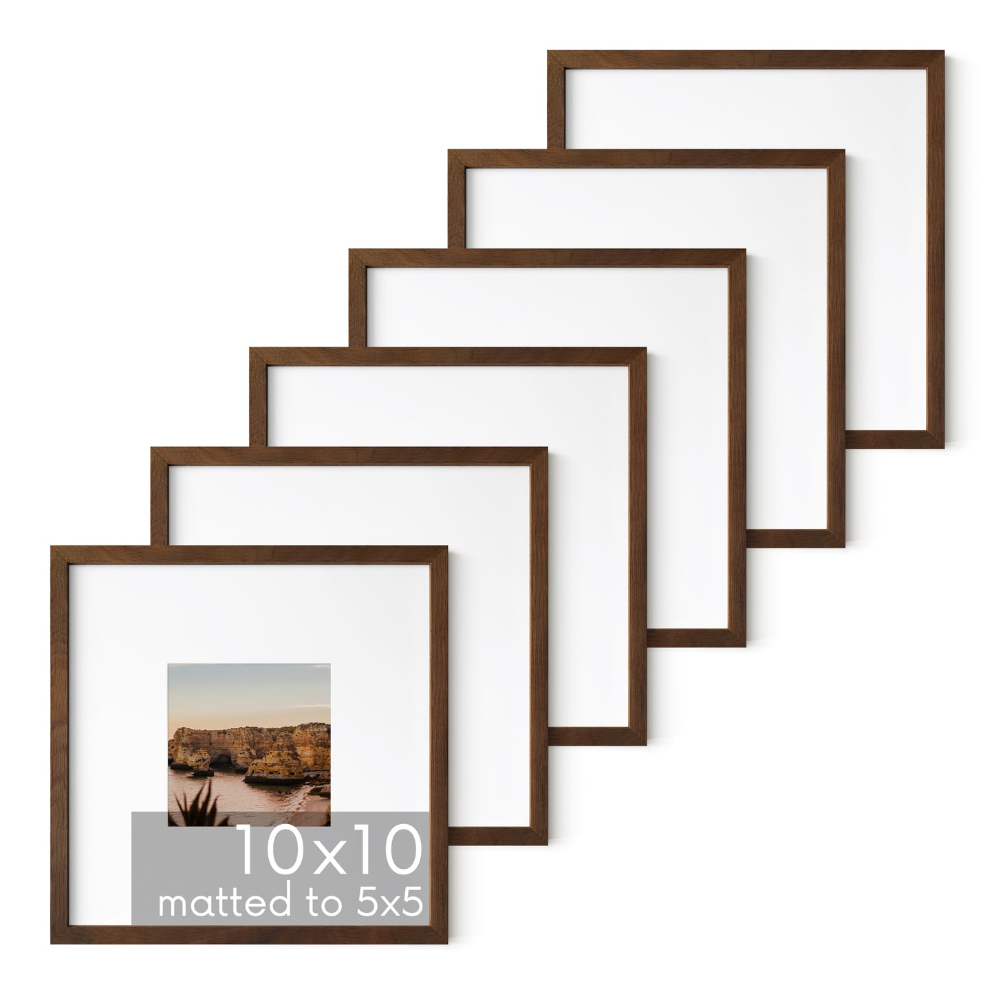 Haus and Hues Set of 6 Oak Wood Single Picture Frame with Plexiglass Cover
