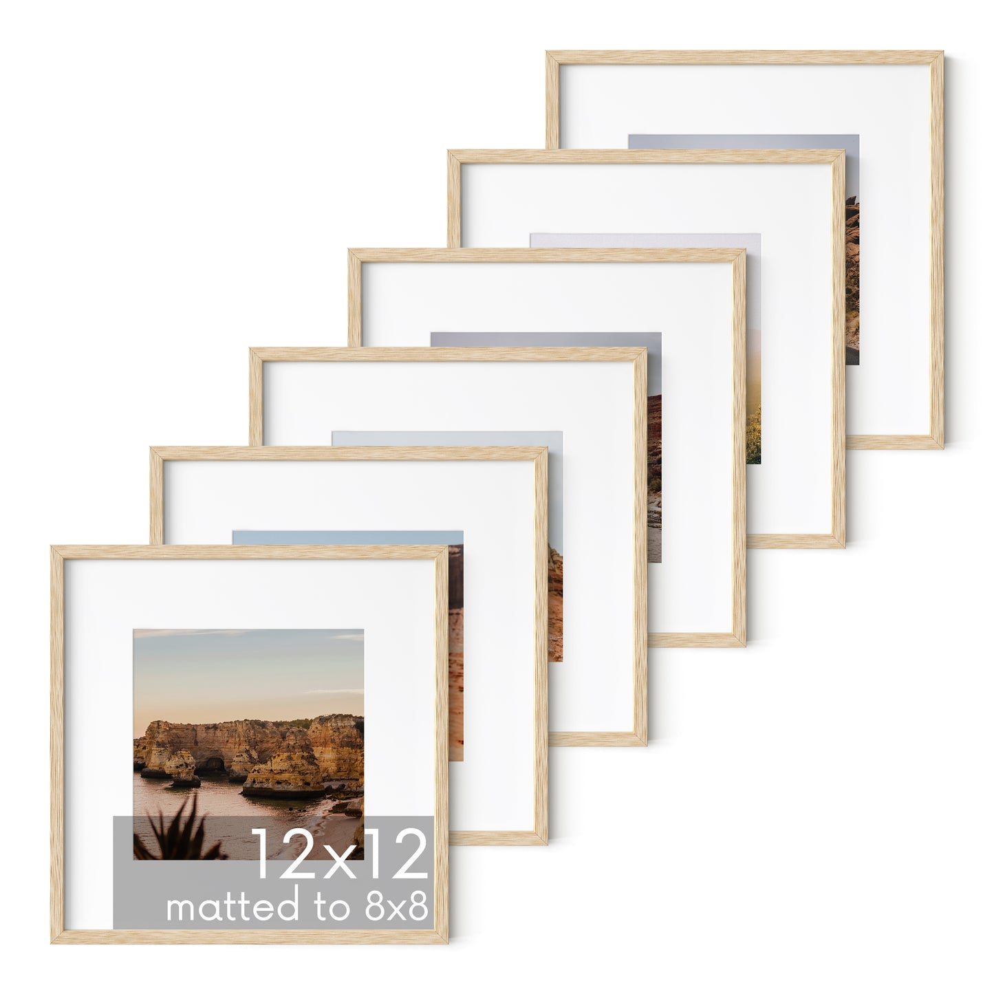 Haus and Hues Set of 6 Oak Wood Single Picture Frame with Plexiglass Cover