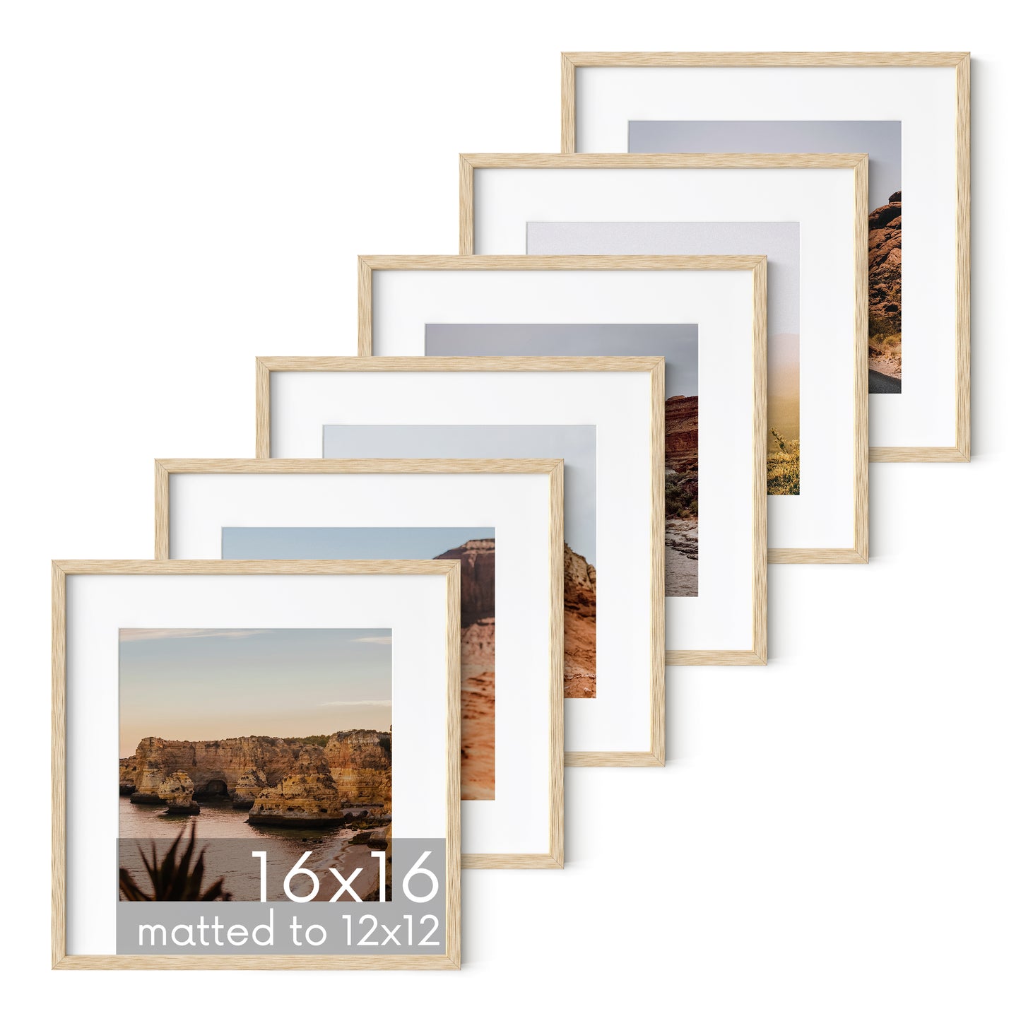 Haus and Hues Set of 6 Oak Wood Single Picture Frame with Plexiglass Cover