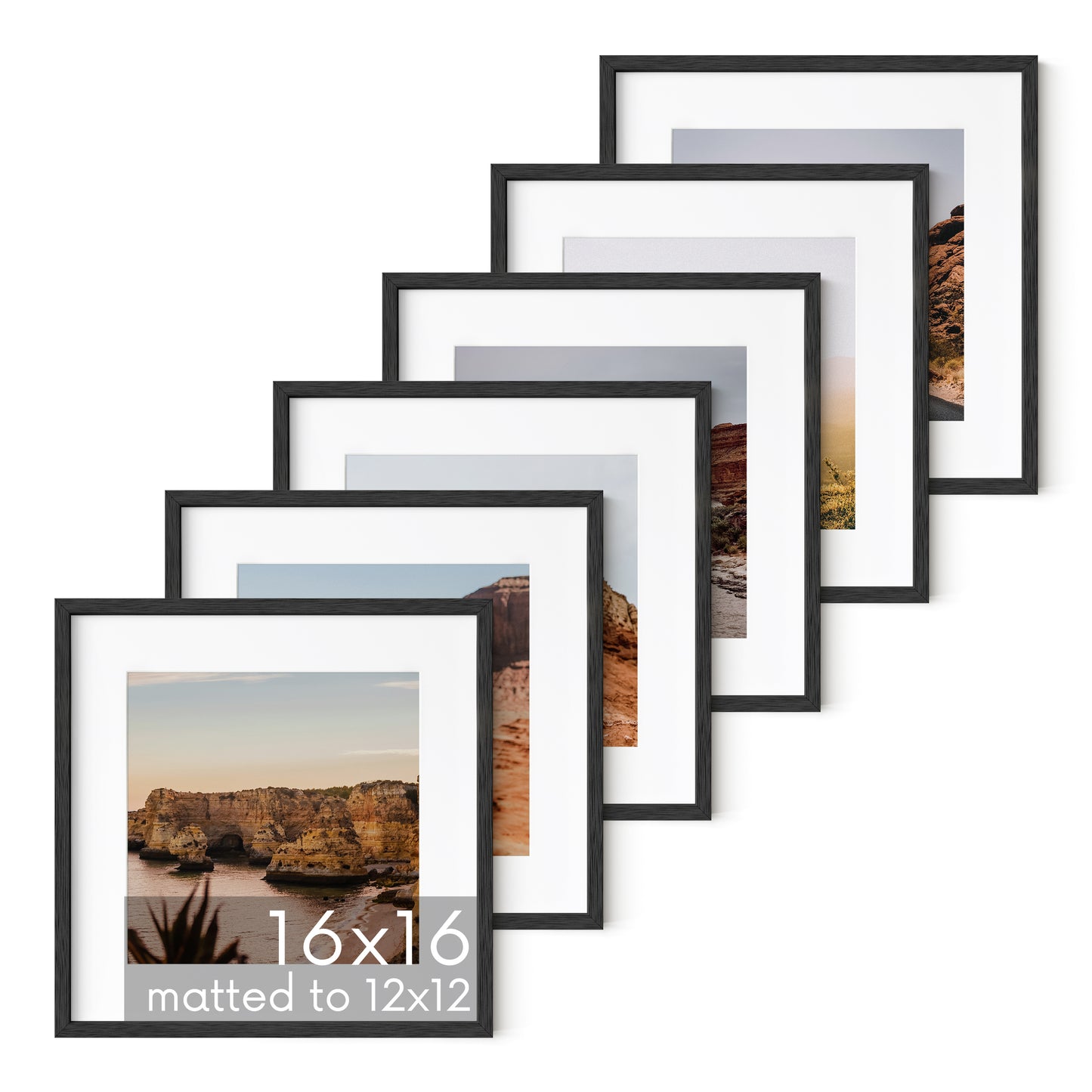 Haus and Hues Set of 6 Oak Wood Single Picture Frame with Plexiglass Cover
