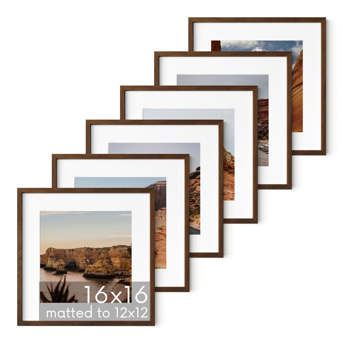 Haus and Hues Set of 6 Oak Wood Single Picture Frame with Plexiglass Cover