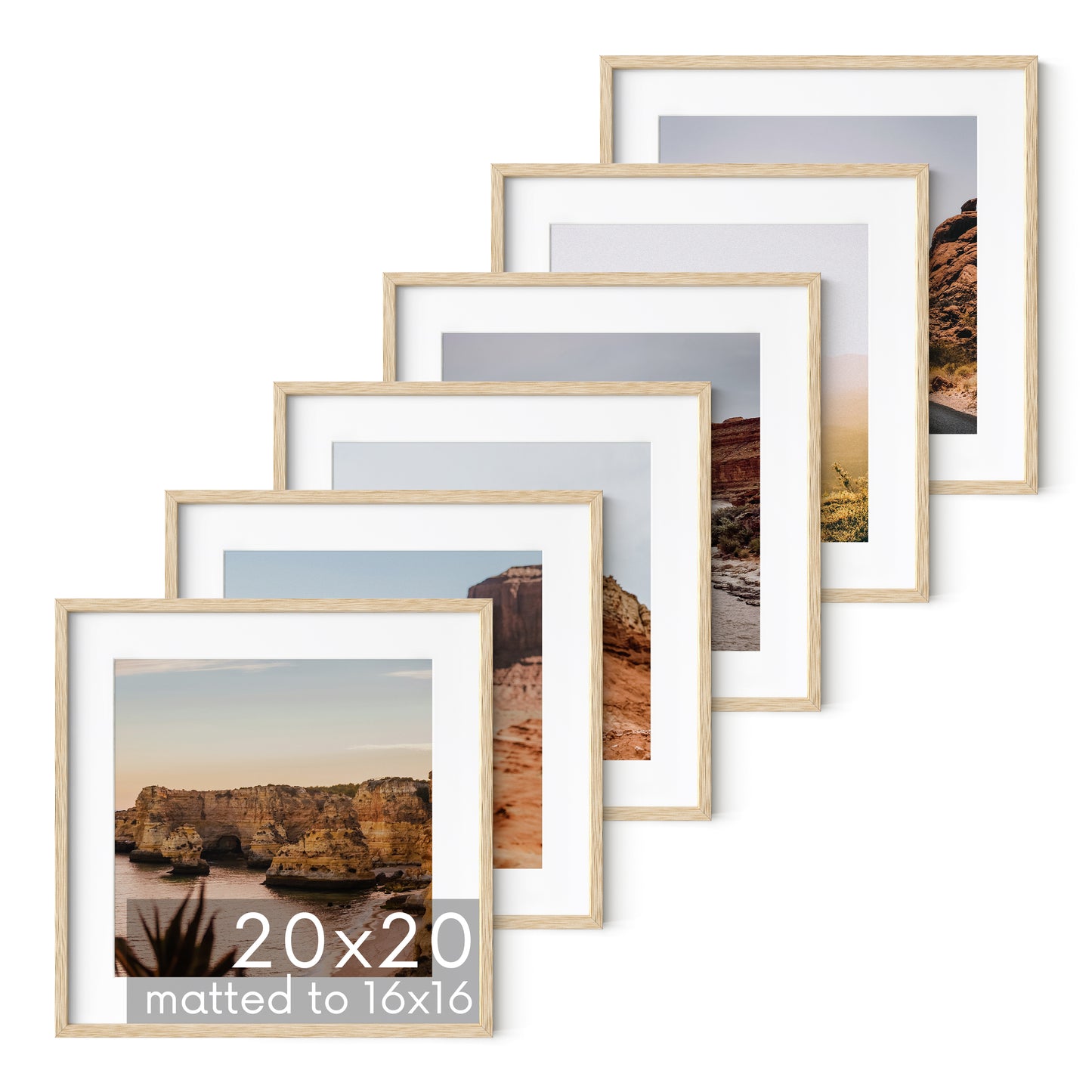 Haus and Hues Set of 6 Oak Wood Single Picture Frame with Plexiglass Cover