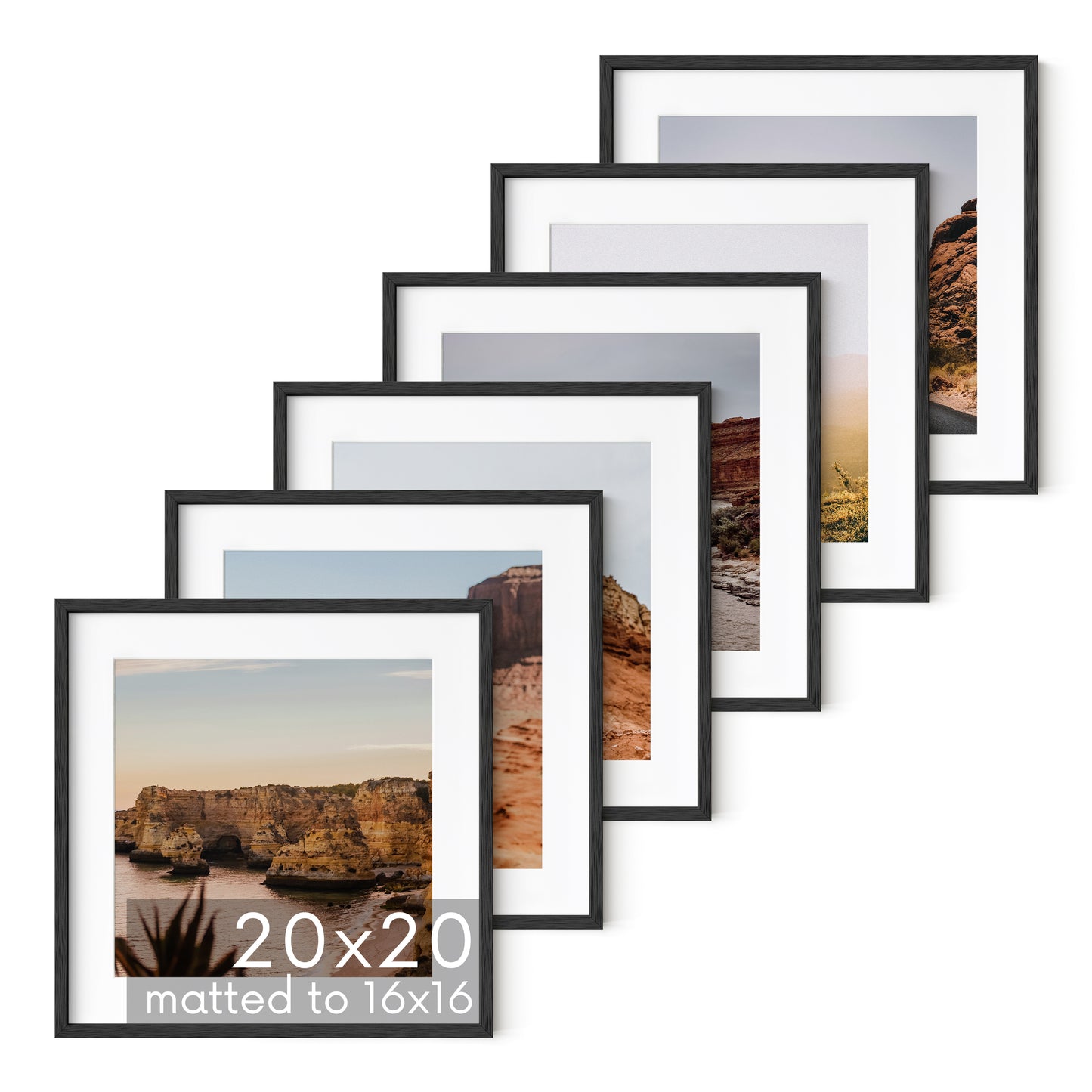 Haus and Hues Set of 6 Oak Wood Single Picture Frame with Plexiglass Cover