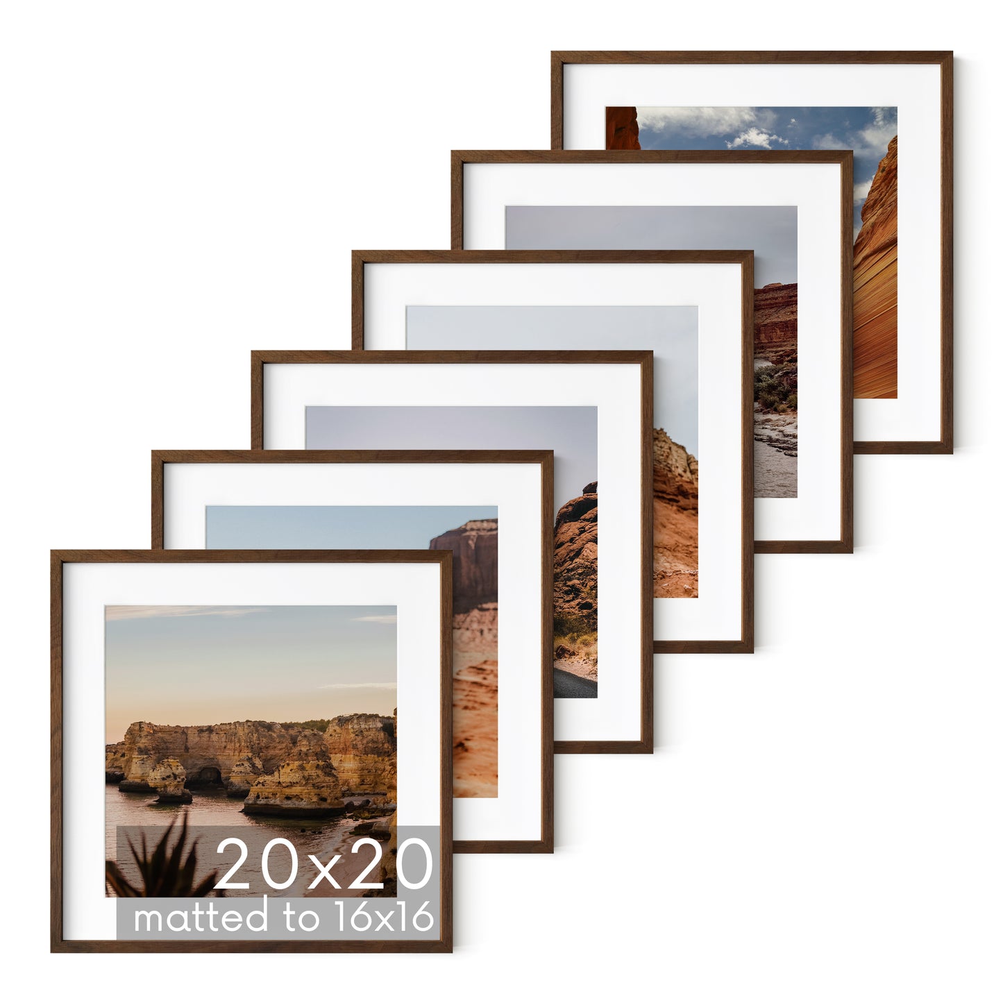 Haus and Hues Set of 6 Oak Wood Single Picture Frame with Plexiglass Cover