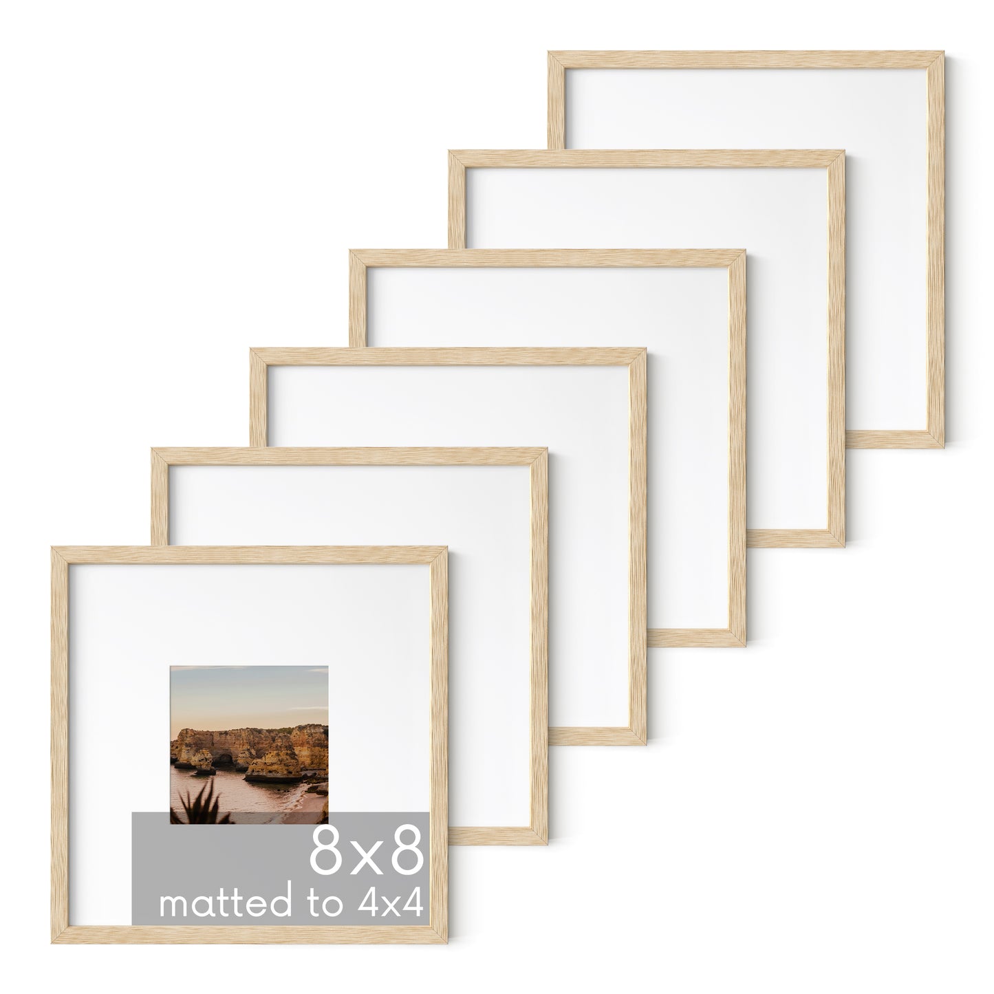 Haus and Hues Set of 6 Oak Wood Single Picture Frame with Plexiglass Cover