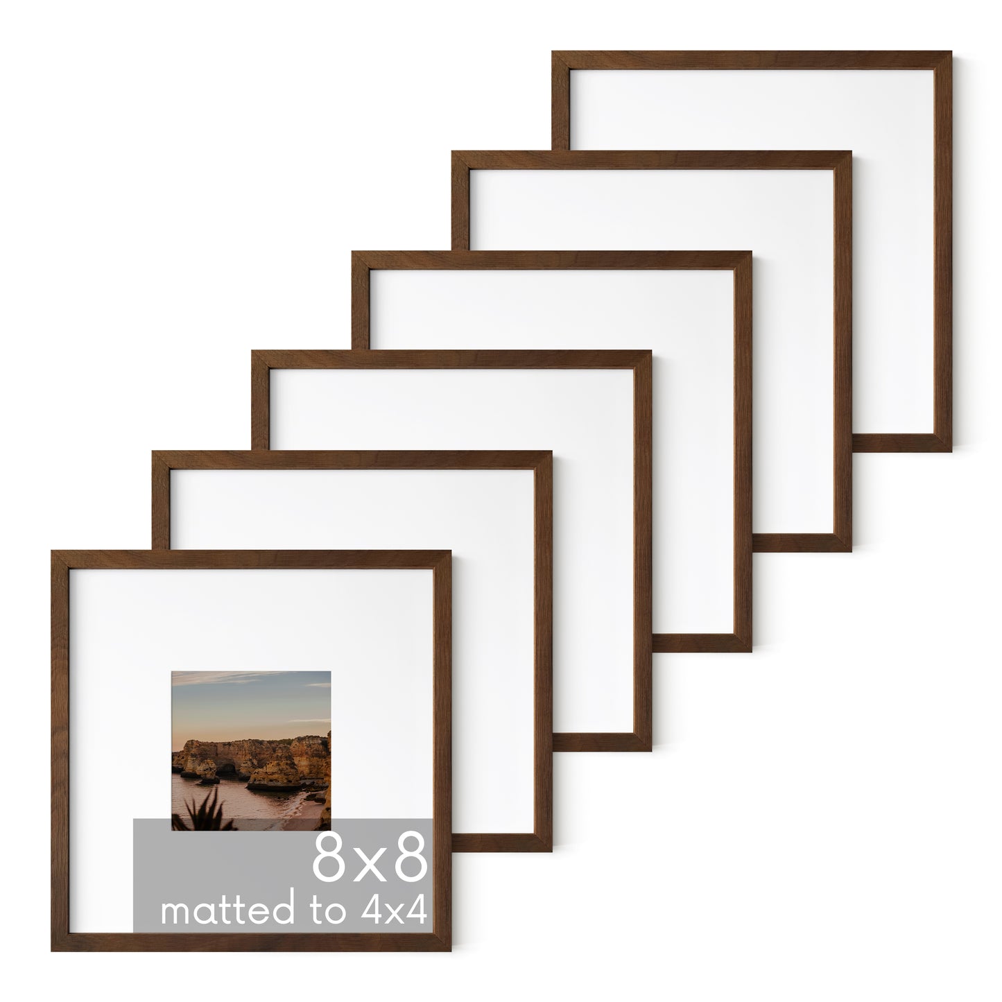 Haus and Hues Set of 6 Oak Wood Single Picture Frame with Plexiglass Cover