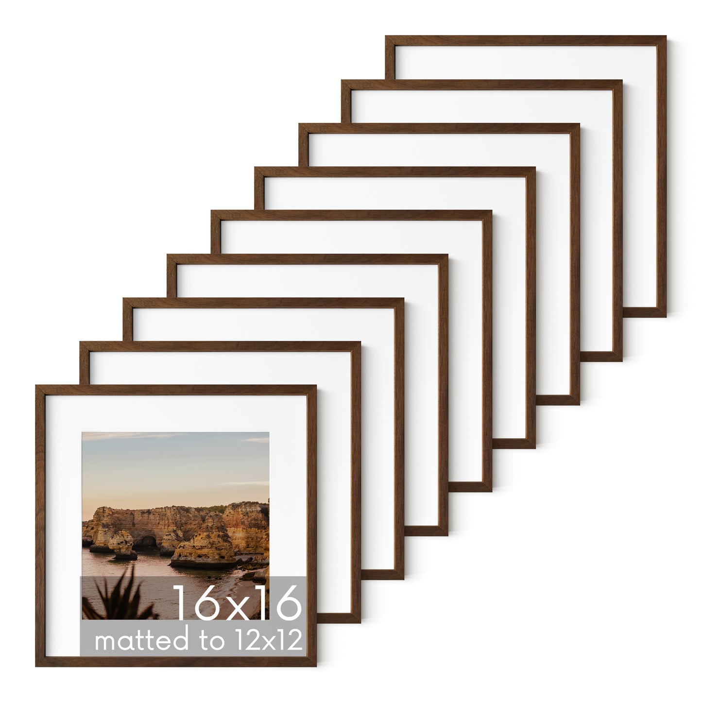 Haus and Hues Set of 9 Oak Wood Single Picture Frame with Plexiglass Cover
