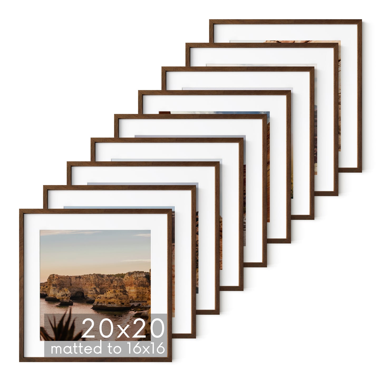 Haus and Hues Set of 9 Oak Wood Single Picture Frame with Plexiglass Cover