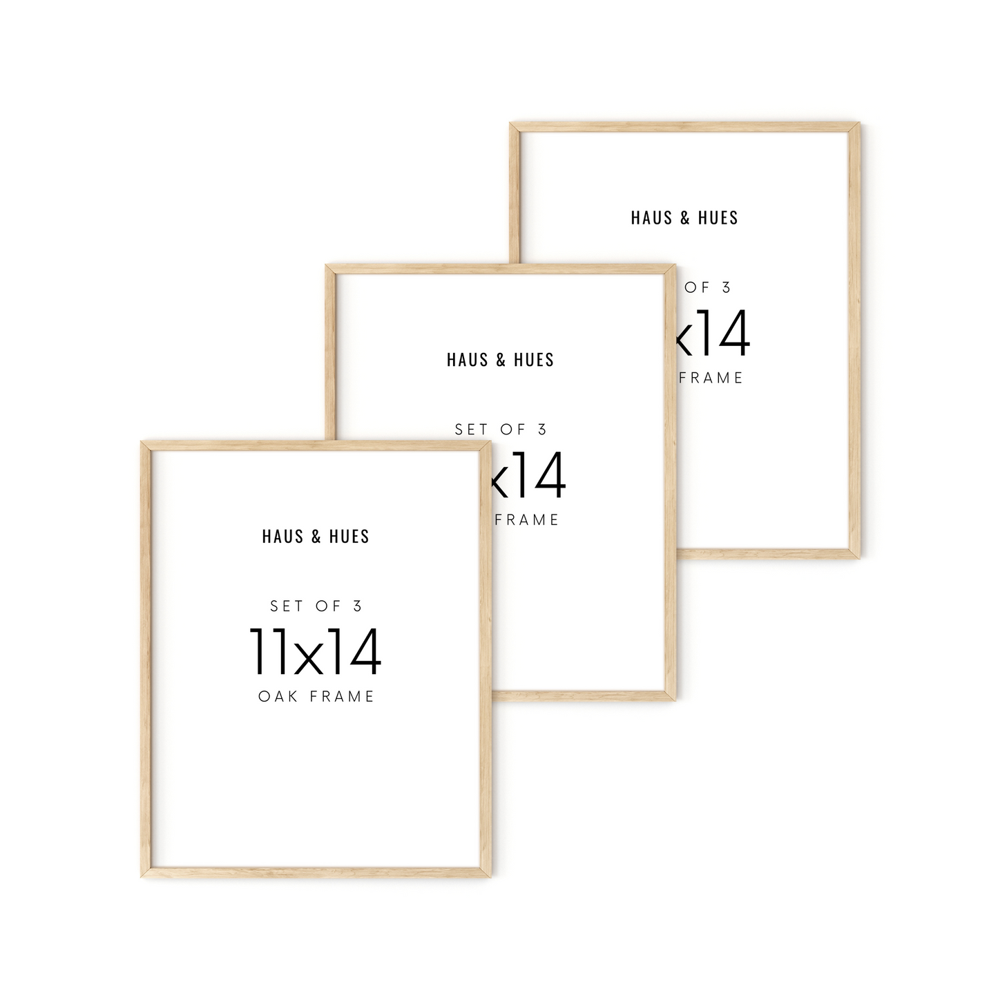 11x14 in, Set of 3, Beige Oak Frame