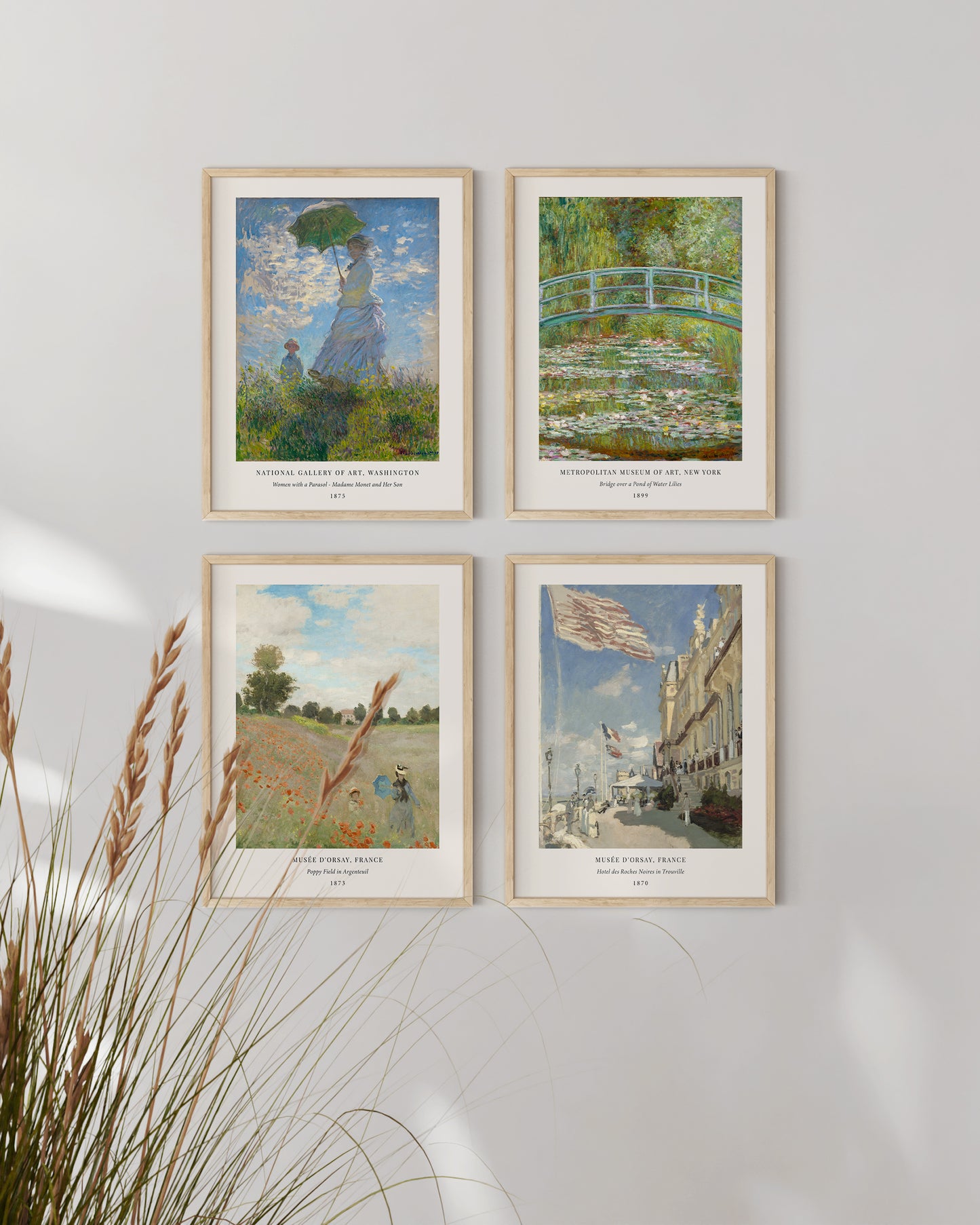 12x16 in, Set of 4, Beige Oak Frame