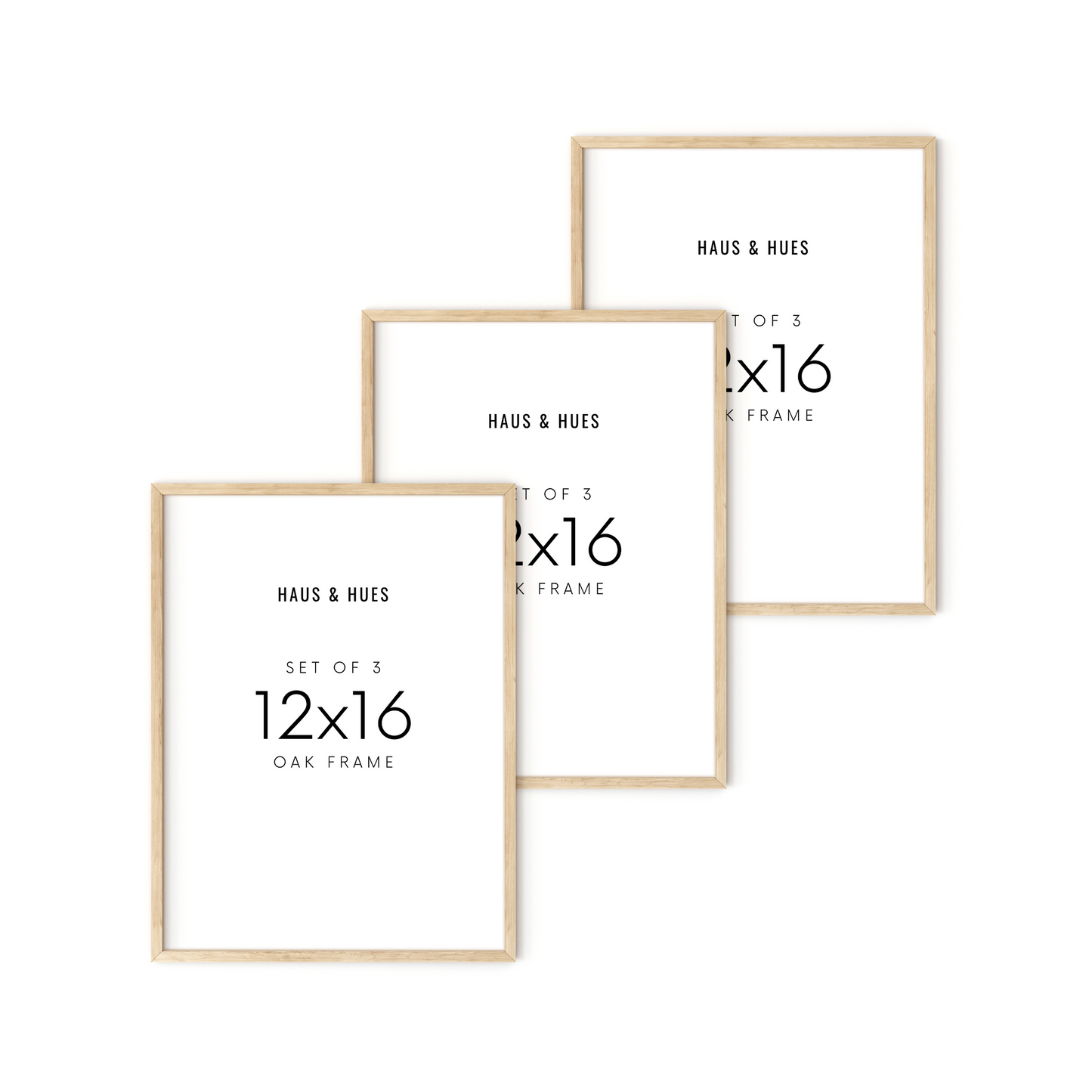 12x16 in, Set of 3, Beige Oak Frame