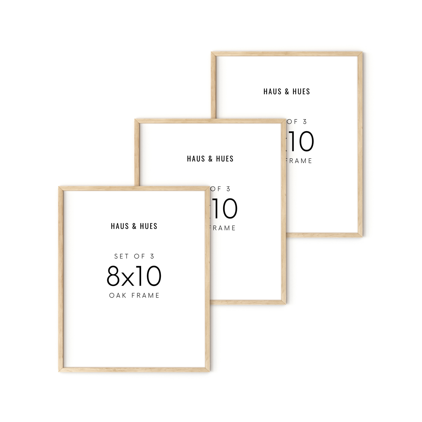 8x10 in, Set of 3, Beige Oak Frame