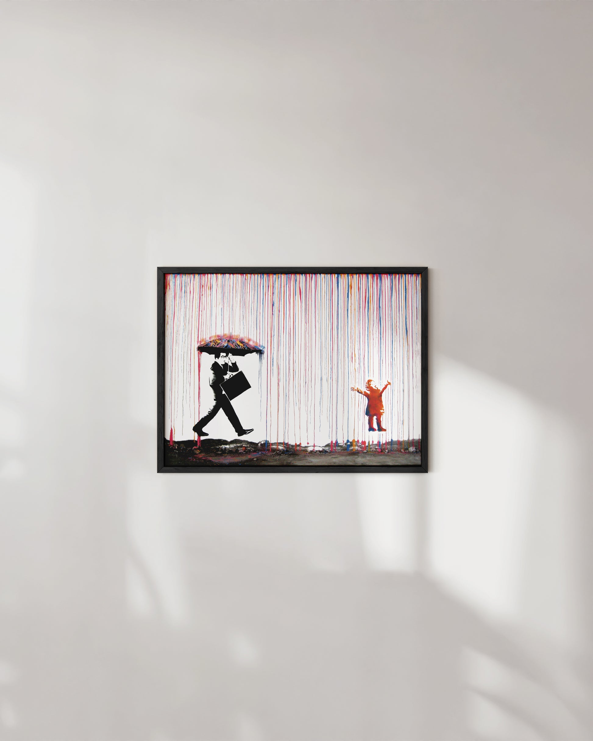Banksy colorful rain – Haus and Hues