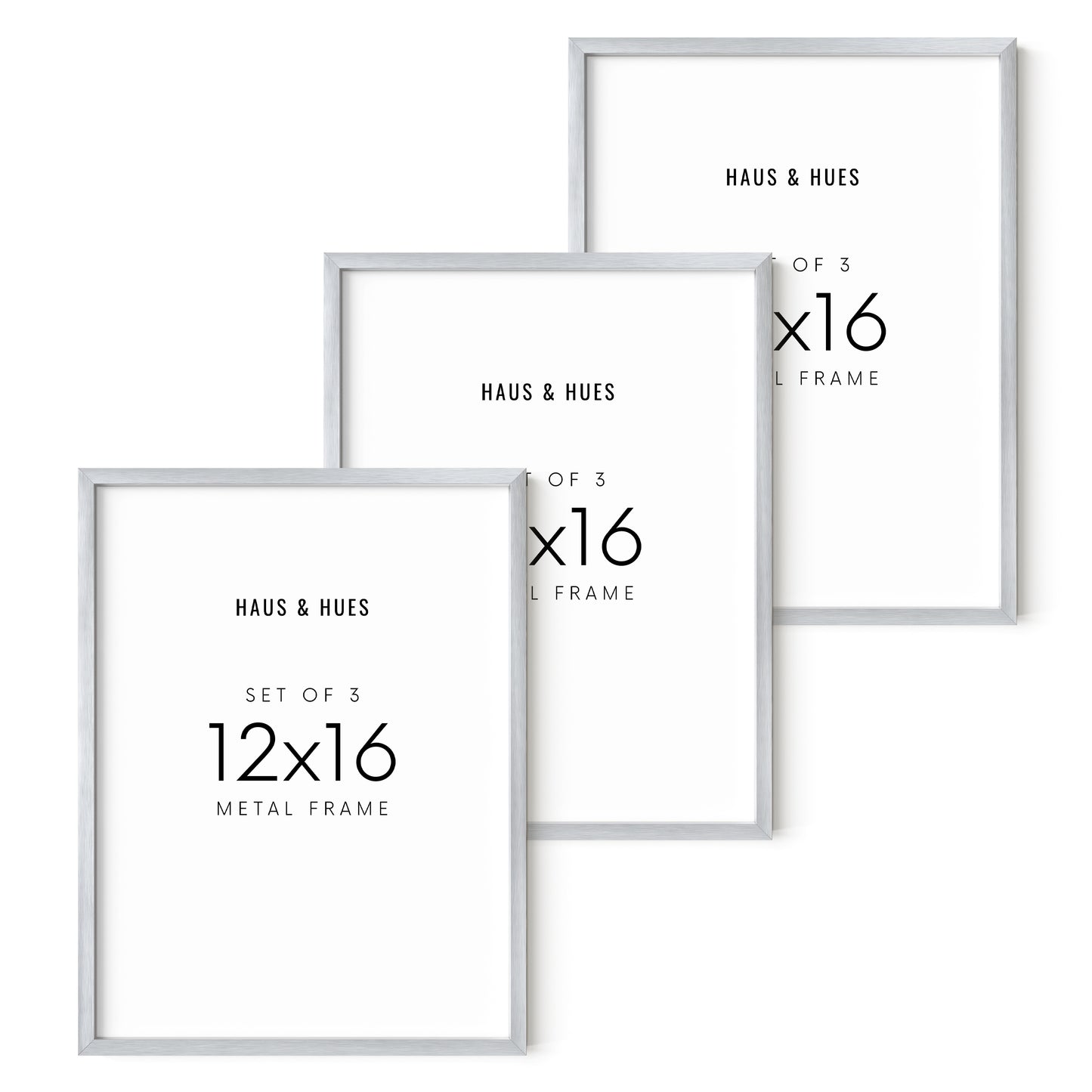 12x16 in, Set of 3, Silver Aluminum