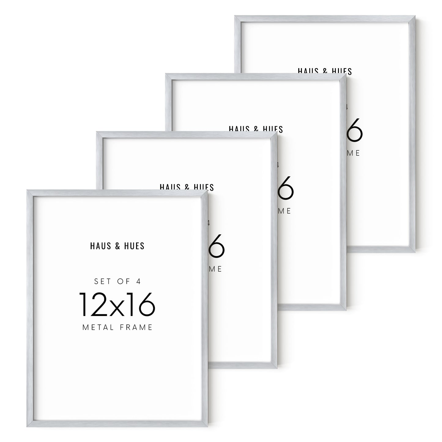 12x16 in, Set of 4, Silver Aluminum