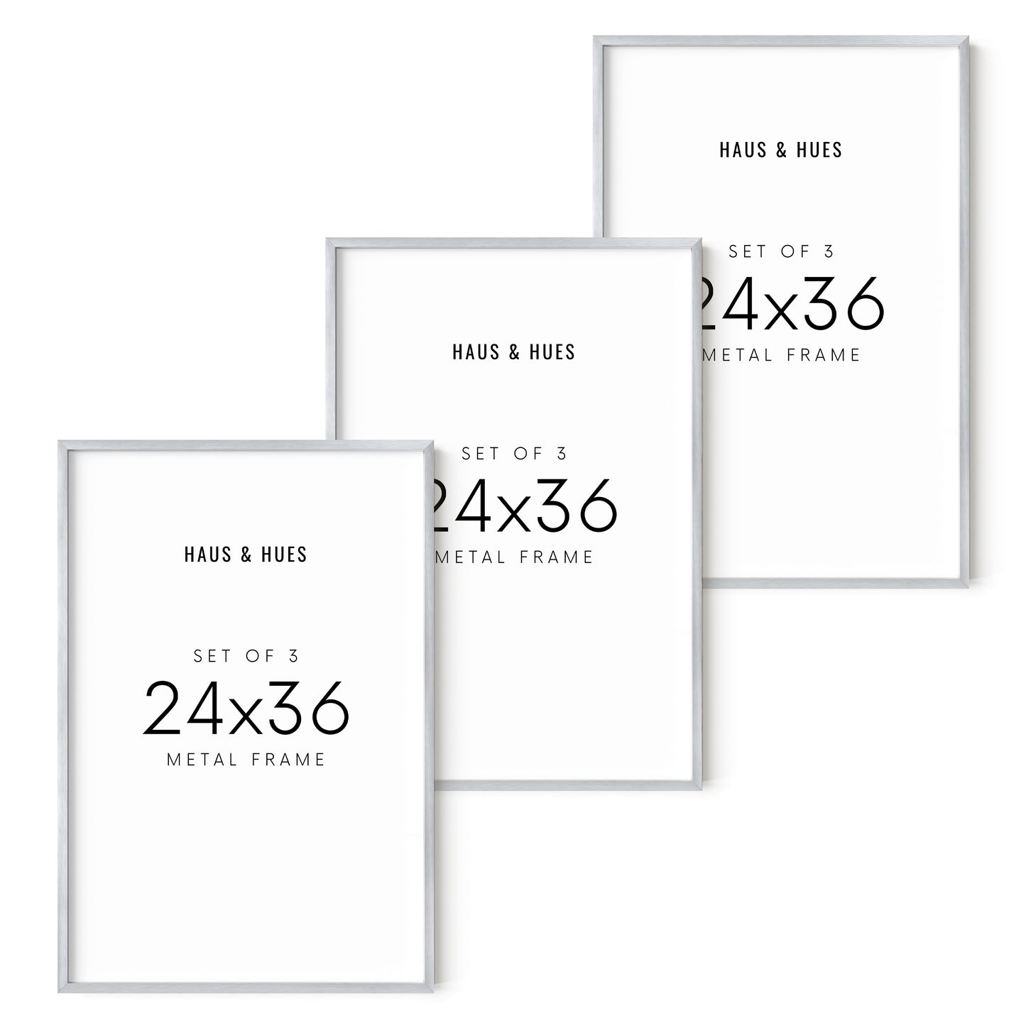 24x36 in, Set of 3, Silver Aluminum