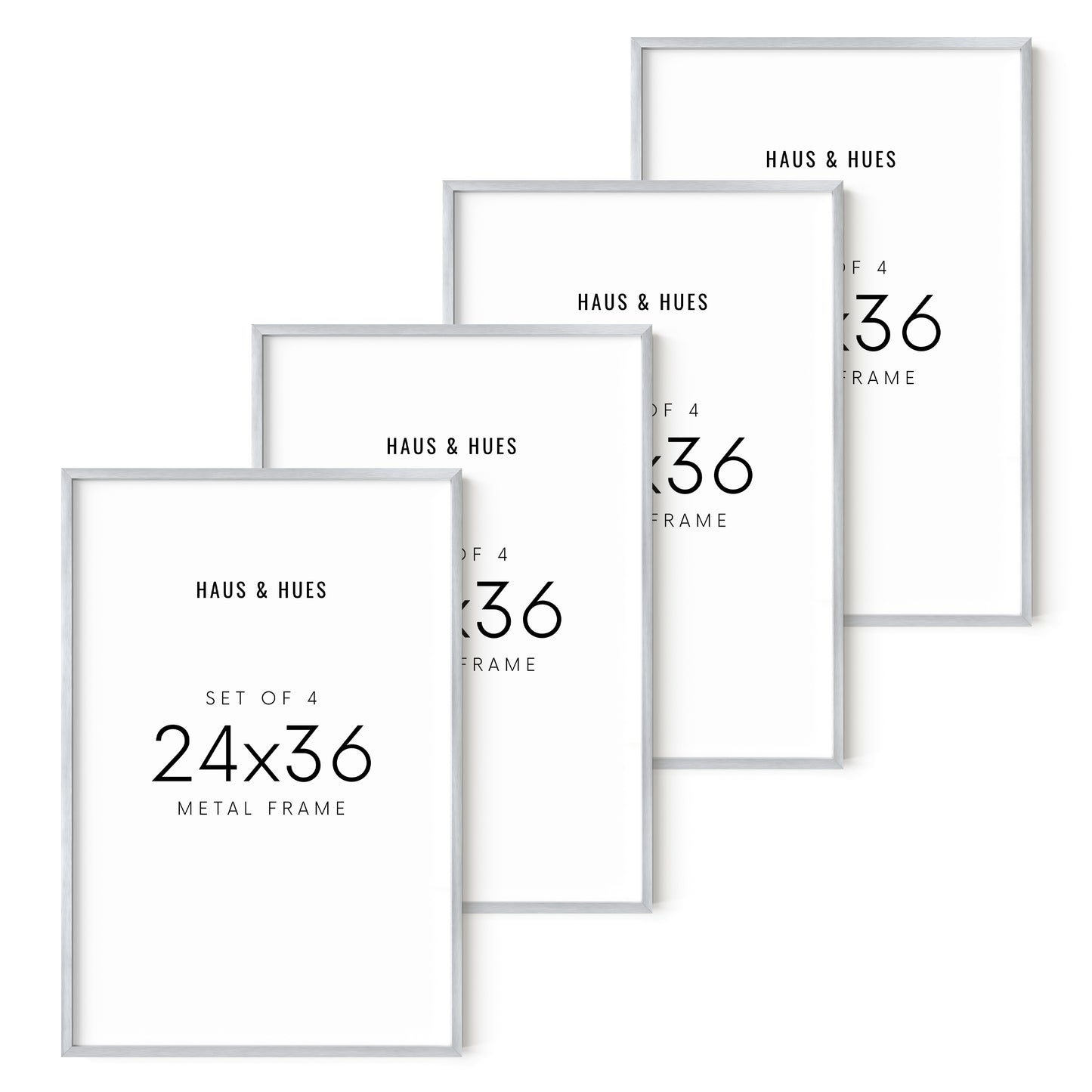 24x36 in, Set of 4, Silver Aluminum