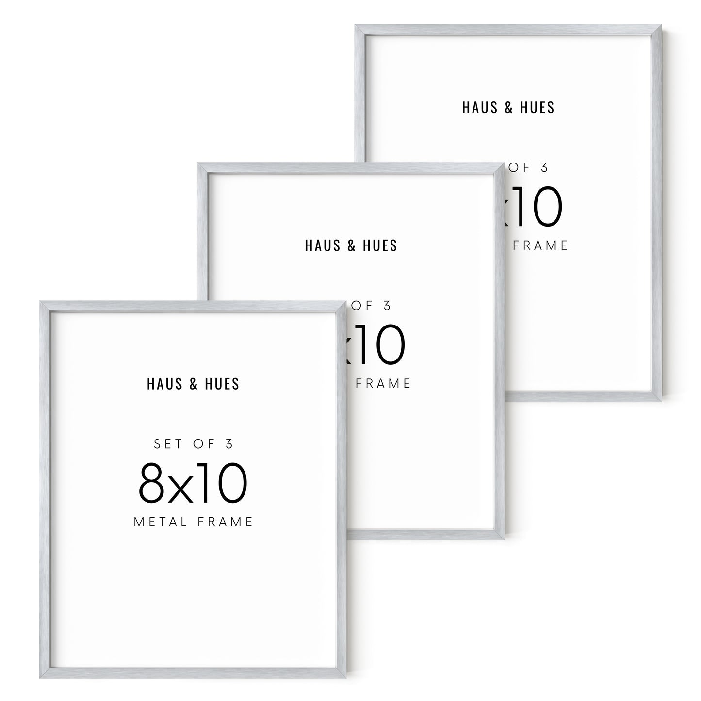 8x10 in, Set of 3, Silver Aluminum