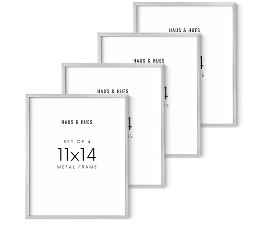 11x14 in, Set of 4, Silver Aluminum