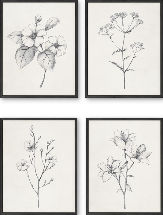 Antique floral drawings