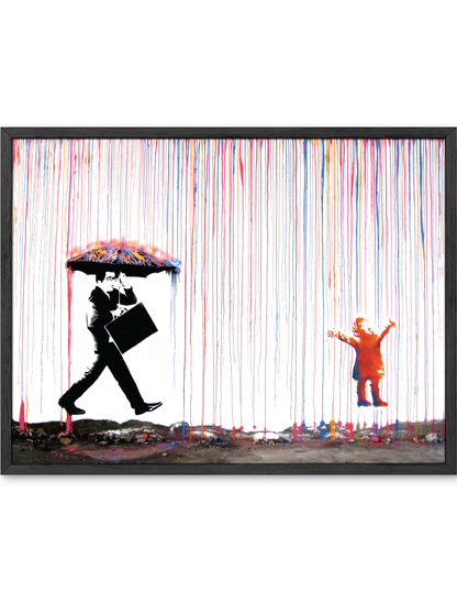 Banksy colorful rain