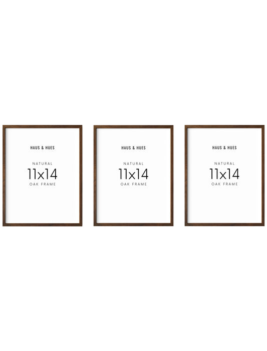 11x14 in, Set of 3, Walnut Oak Frame