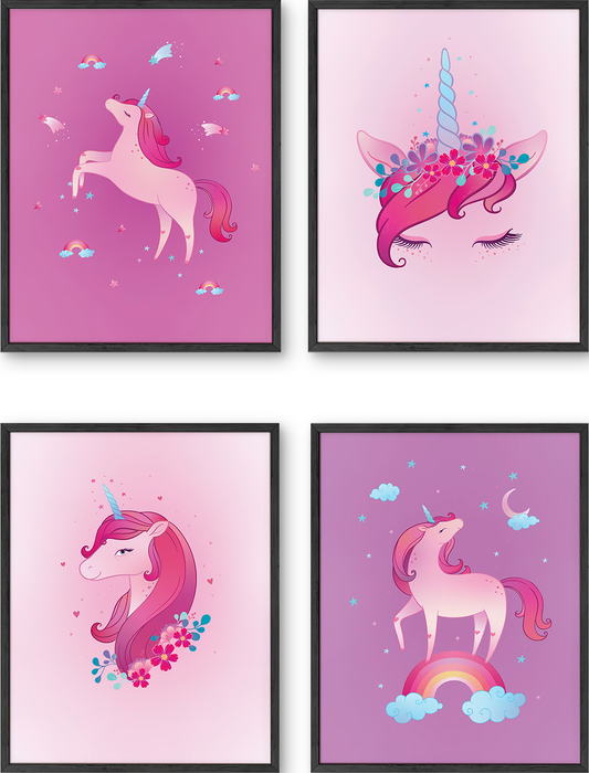 Kids Pink & Purple Unicorn Print Set